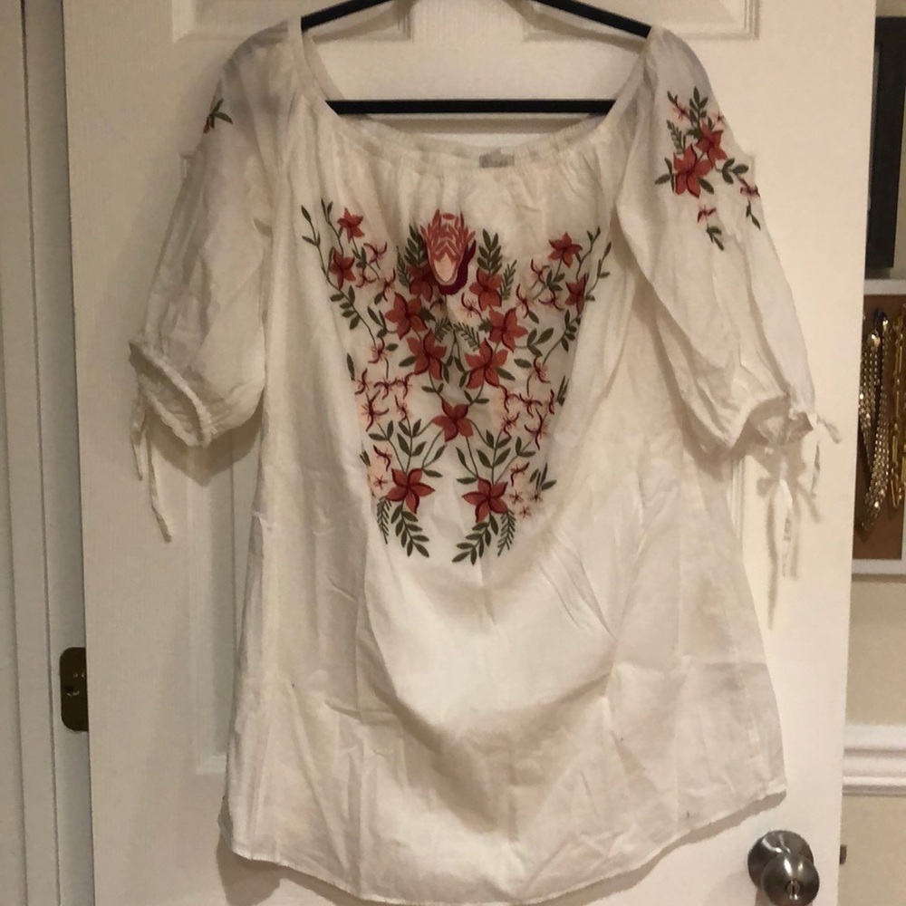 Off the shoulder embroidered dress